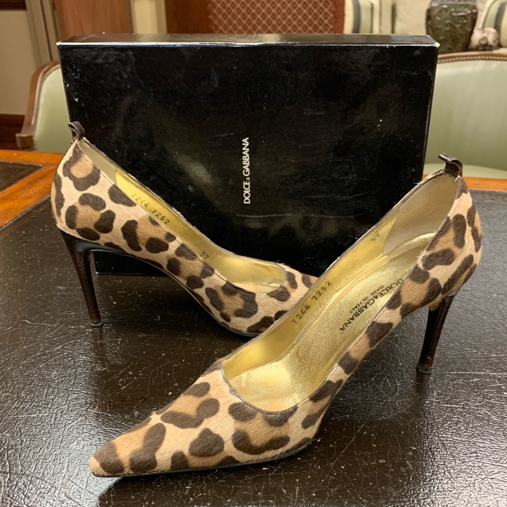 Dolce & Gabanna Leopard Pony Hair Heels 37
